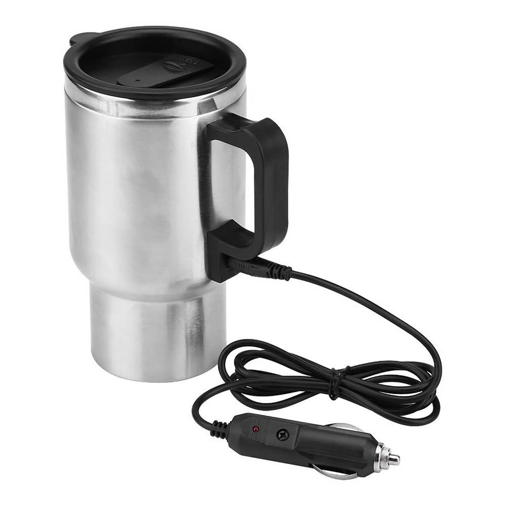 12V 450ml Stainless Steel Vehicle Heating Cup Electric Heating Car Kettle Camping Travel Kettle Water Coffee Milk Thermal Mug