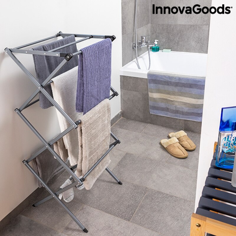 Sèche-linge métallique pliable et extensible, avec 3 niveaux, Cloxy InnovaGoods (11 Bars)