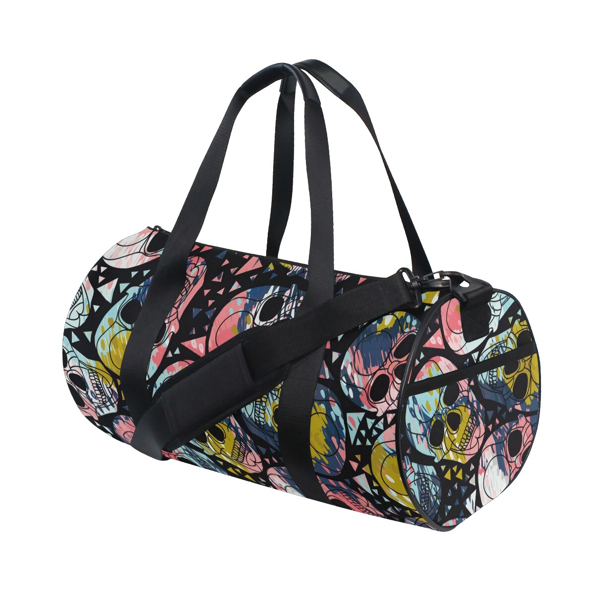 ALAZA Gym Travel Bag Sport Outdoor bags Skull Printing Canvas Women Large Pocket Casual Tote Handbag Shoulder Bag For Men: 11