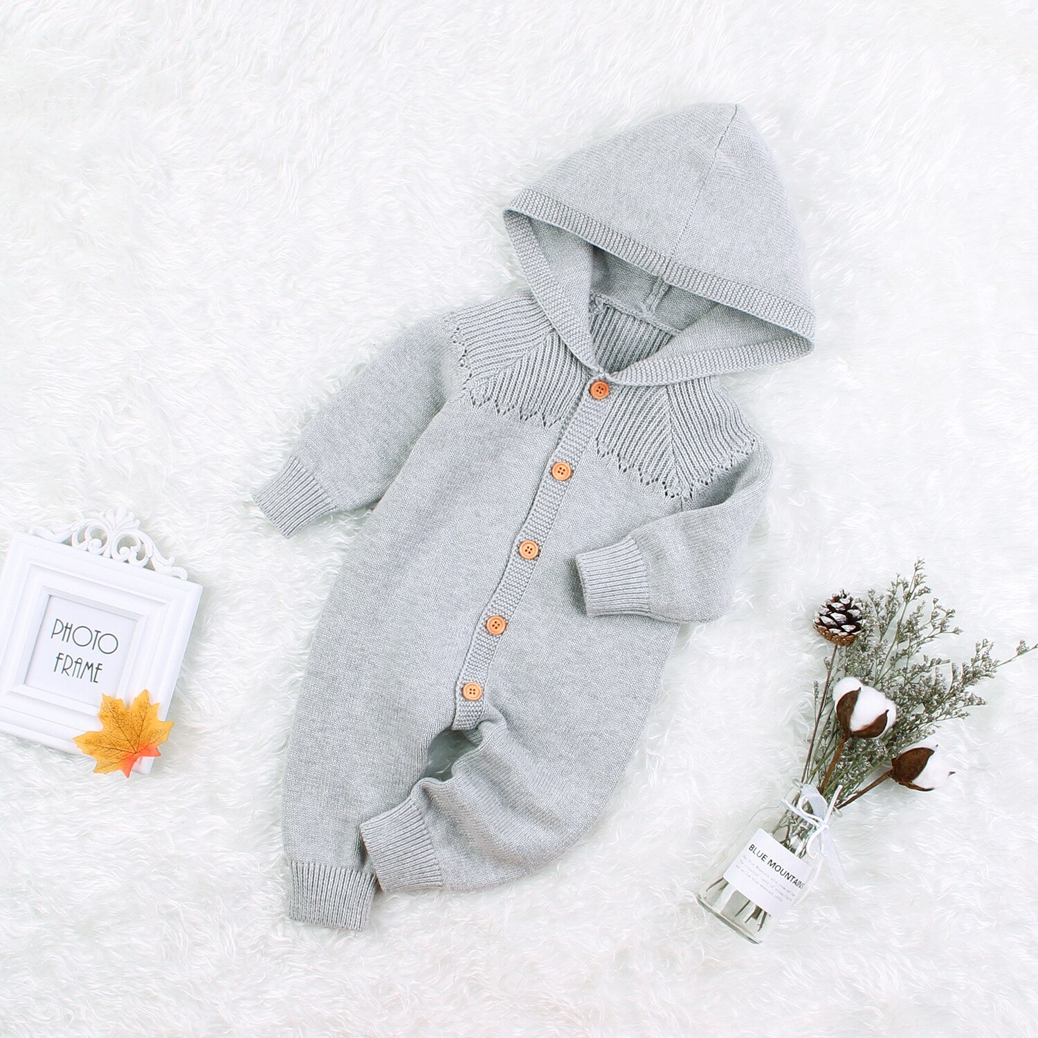 Dicke Warme Infant Neugeborenen Baby Junge Mädchen Strick Pullover Overall Mit Kapuze Kid Kleinkind Oberbekleidung Baby Strampler Winter Kleidung