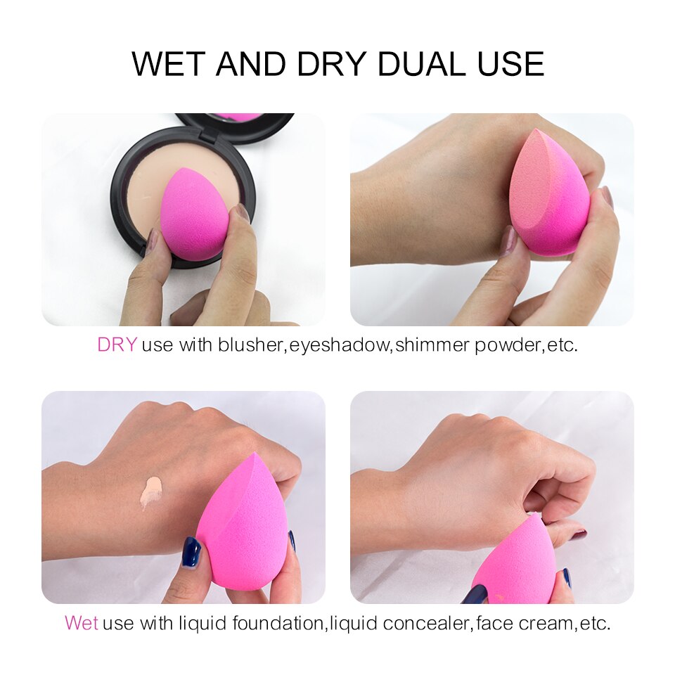 BEILI-brochas de maquillaje de ojos, Set de maquillaje de ojos de pelo de cabra Natural rojo con esponja cosmética para base de maquillaje en polvo sombra de ojos mezcla caja
