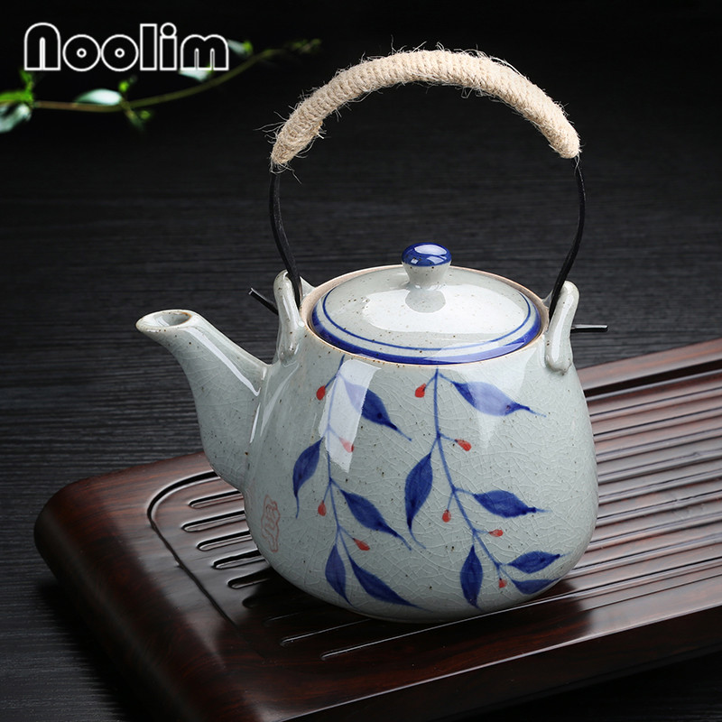 Théière en céramique peinte à la main, grande théière rétro résistante à la chaleur, pour salon de thé, hôtel, ménage, bouilloire en porcelaine, tasse à thé kung fu: Théière-a
