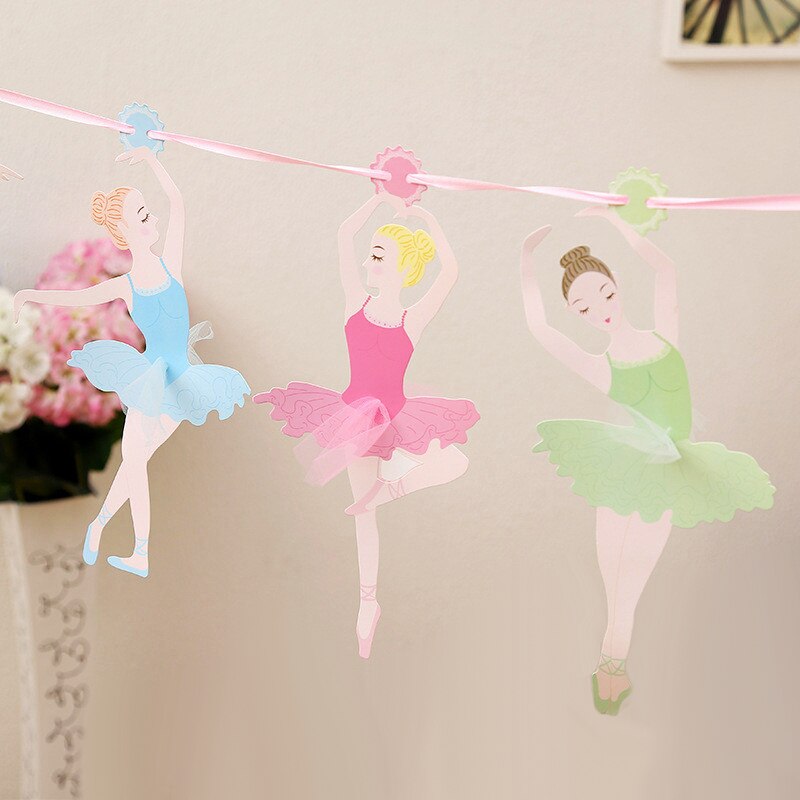 10 Stks/pak Ballerina Pull Vlaggen Ballet Banner Baby Shower Anniversary Gelukkige Kinderen Dag Verjaardagsfeestje Decoraties Levert