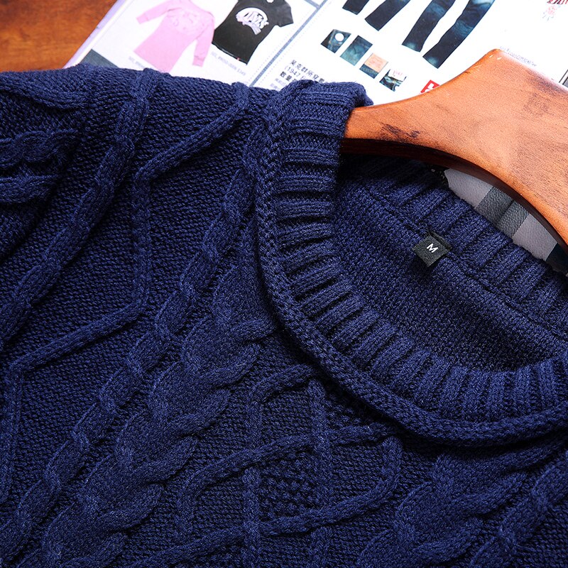 Casual vintergensere herre ensfarget rund hals slim fit elastisk strikket genser herre genser herre varm genser homme