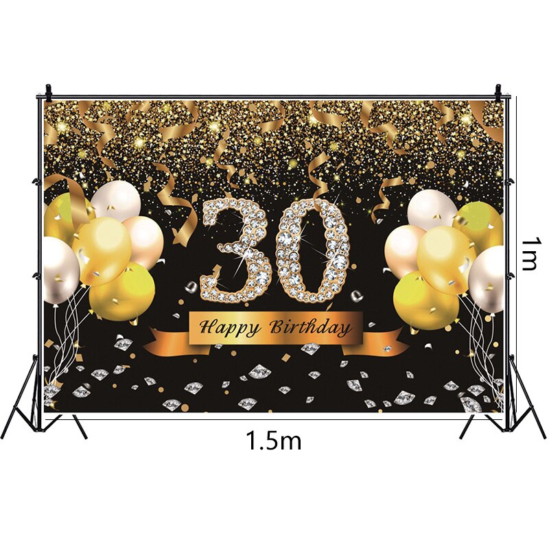 Décor de fond de fête d'anniversaire pour adulte, fournitures pour fête d'anniversaire de 30, 40, 50, 60 ans