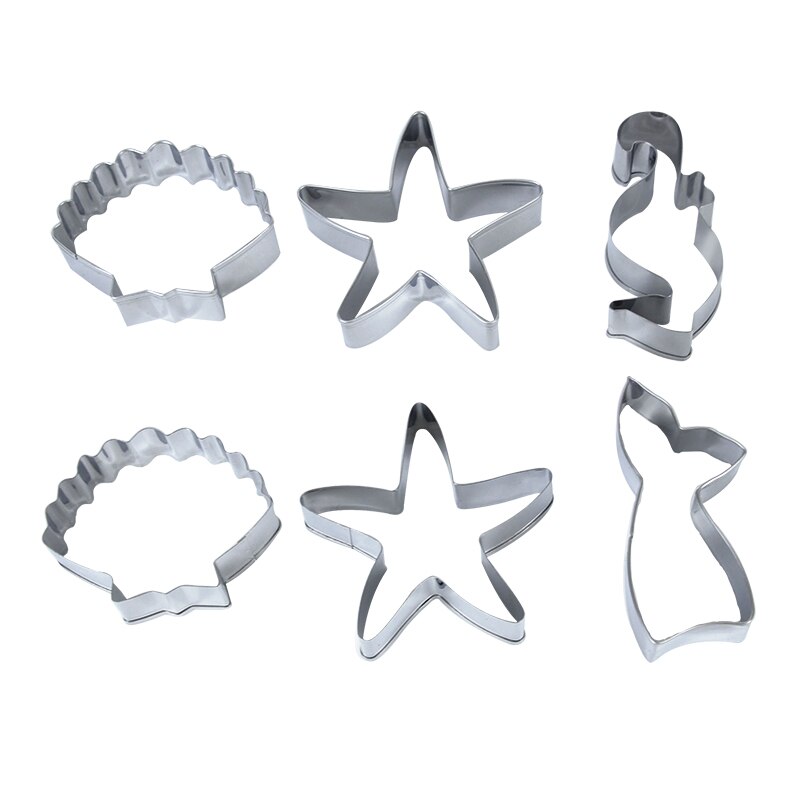 Stainless Steel Cookie Cutter Biscuits Shell Starfish Hippocampus Cookie Stamps Bakeware Biscuit Mold Mermaid Party Baking Tool