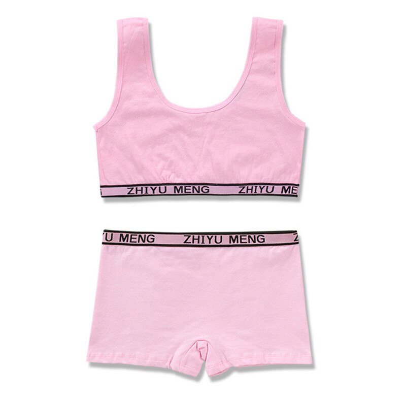 Conjunto de sujetador para estudiante, chaleco de pubertad, sujetadores y Color sólido para niñas, Color sólido, para niños de 8 a 14 años, Hipster, , 1 Juego: Rosa