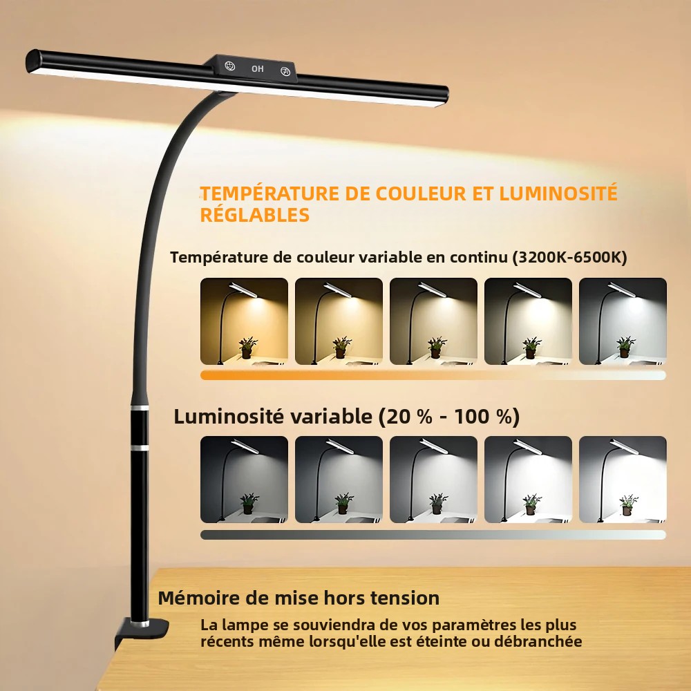 Led-bureaulamp met aanraakbediening en klemfunctie, geschikt voor kantoor en thuis, 5 kleuren, traploos dimmen, 10w oogvriendelijke architectentafellampen, pc-verlichting