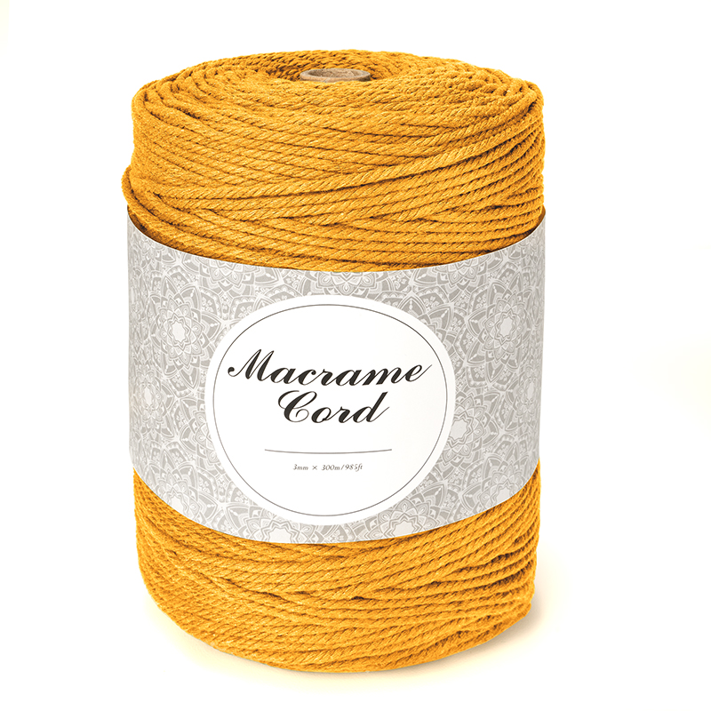 Macrame Garen Katoen 3Mm X 300M Katoenen Touw Voor Diy Ambachten Muur Opknoping Plant Hanger Bloem Mand Macram decore: YELLOW