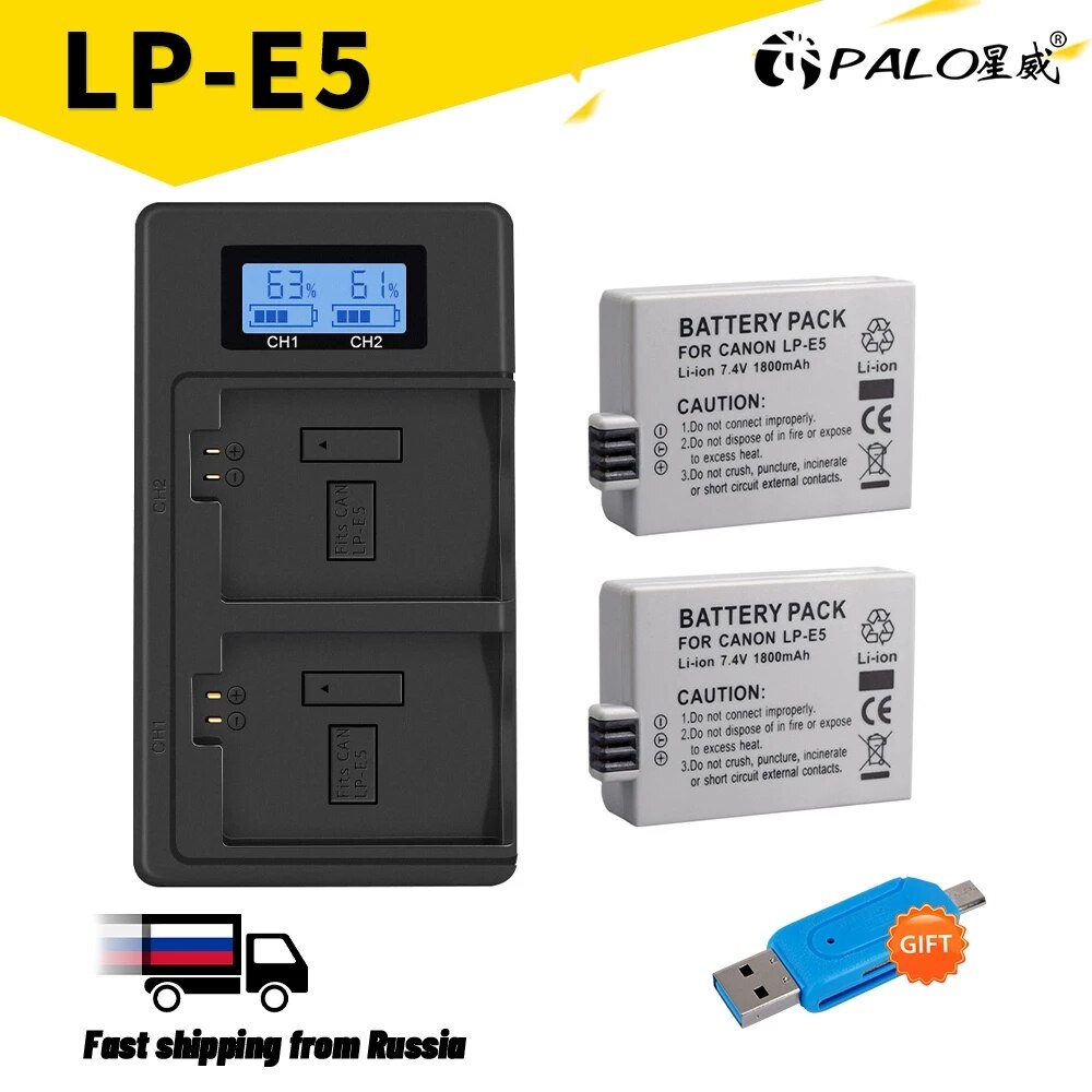 LP-E5 LPE5 Lp E5 Camera Batterij + Lcd Dual Usb Oplader Voor Canon Eos 1000D 500D 450D Kus X3 X2 F Eos Rebel Xs Xsi Rebel T1i.