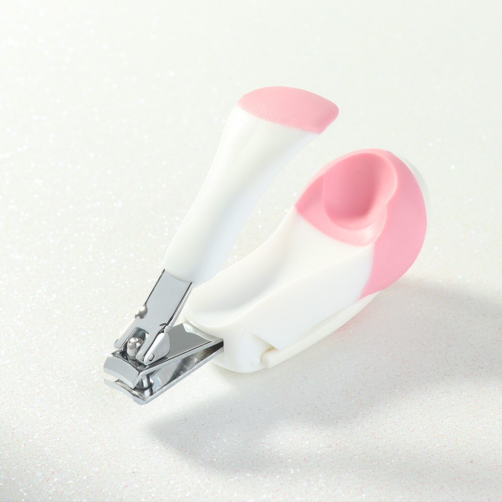1pc idosos crianças bolso dedo do pé cortador de tosquiadeira de unhas com lupa aparador manicure pedicure ferramentas cuidados tesoura: Rosa