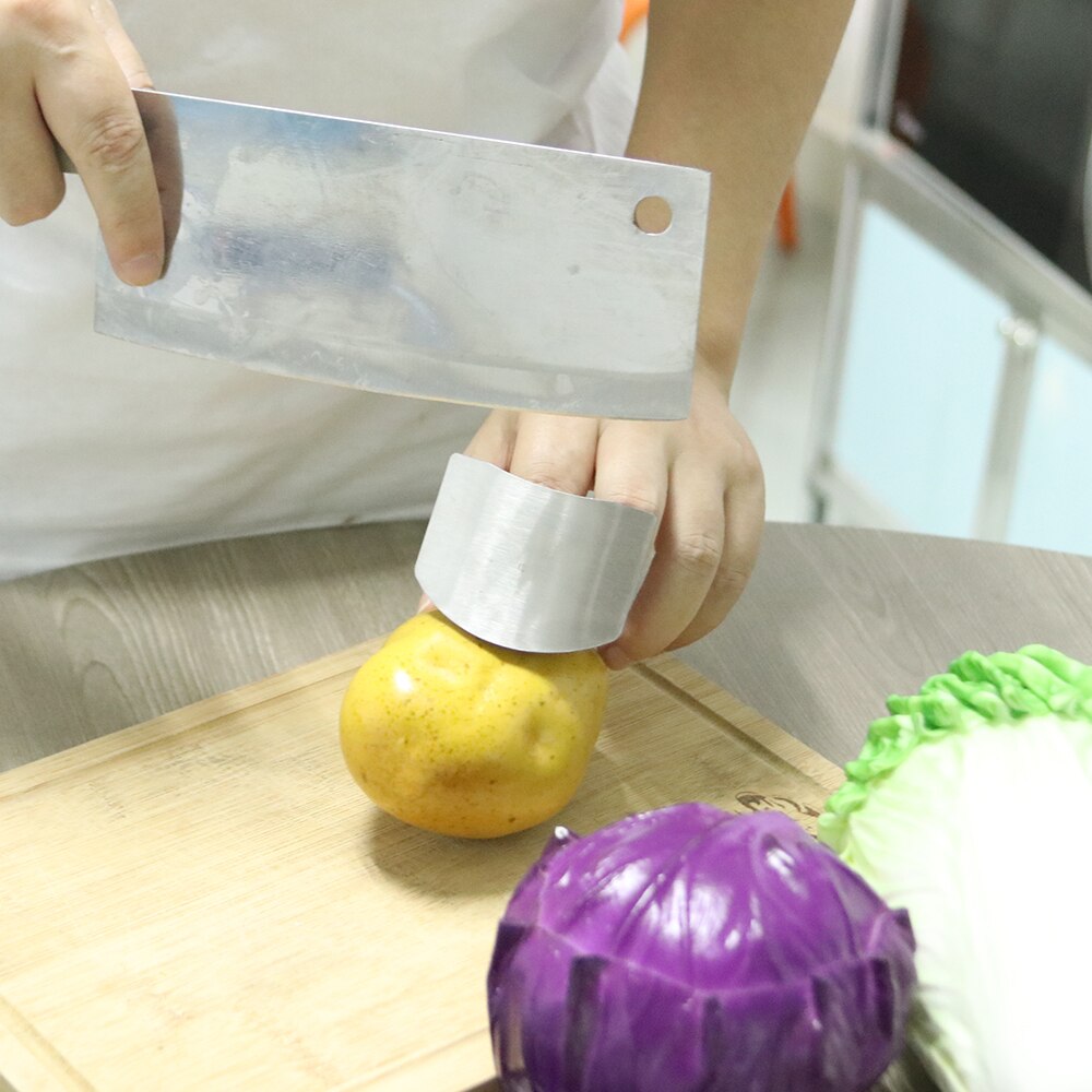 Nyt 1pc rustfrit stål skærehåndskærm køkkenudstyr fingerbeskyttere skære grøntsager fingerbeskyttere tilbehør