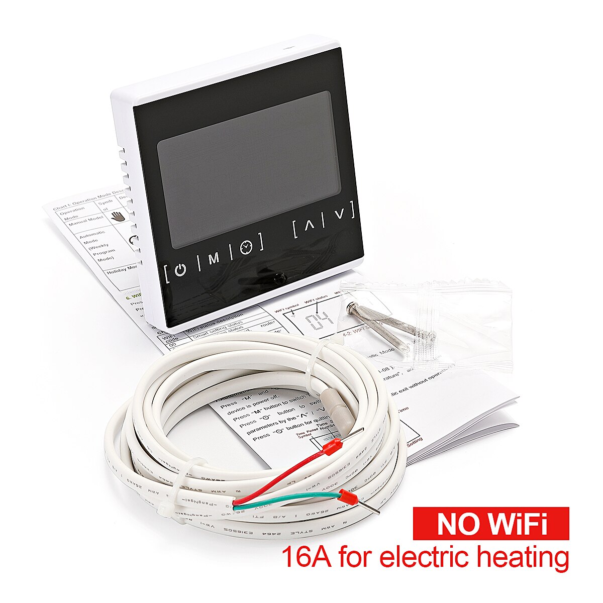 110V 220V smart thermostat WiFi temperature controller can be used with Google Home Alexa: White-16A-No WiFi