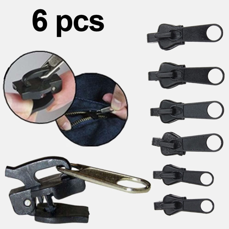 6 Pcs / set 3 # Universal Instant Fix Zipper Repair Kit Replacement Zip Slider Teeth Rescue Zippers For Sewing