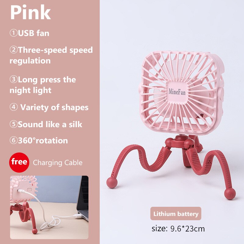 Ventilateur Portable pour siège de voiture, 500mAh, Rechargeable par USB, Mini accessoires pour poussette: WJ3794D
