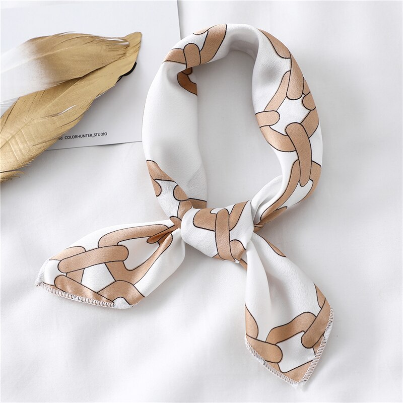 Women Small Satin Silk Scarf Square Print Wrap Foulard Femme Handkerchief Bandana Neck Hair Skinny Tie Scarves Shawls XC: FX-120