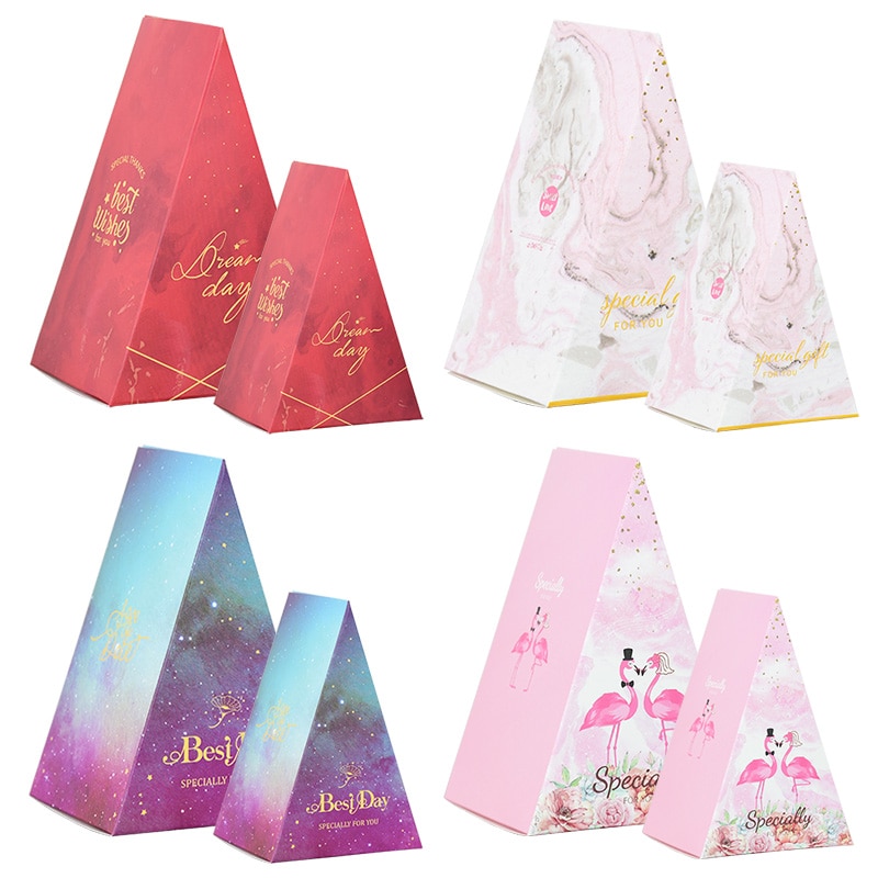 10 sztuk stożek cukierki skrzynka S/L drukowane torby na prezenty pudełka na ślub na urodziny i bociankowe zaopatrzenie solidny czekoladki pakowanie prezentów dekoracje