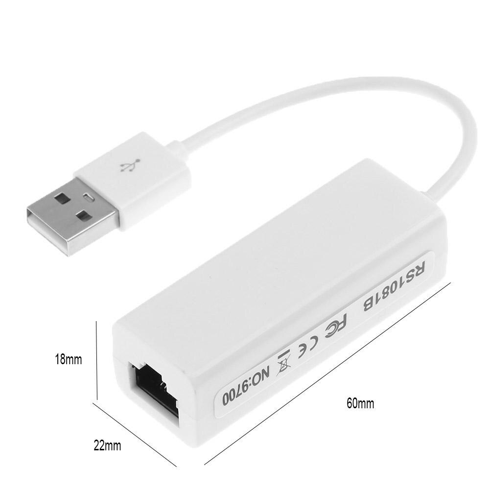 White USB 2.0 to RJ45 LAN Ethernet 100Mbps High Speed Plug and Play Network Adapter for Desktop Laptop Computer