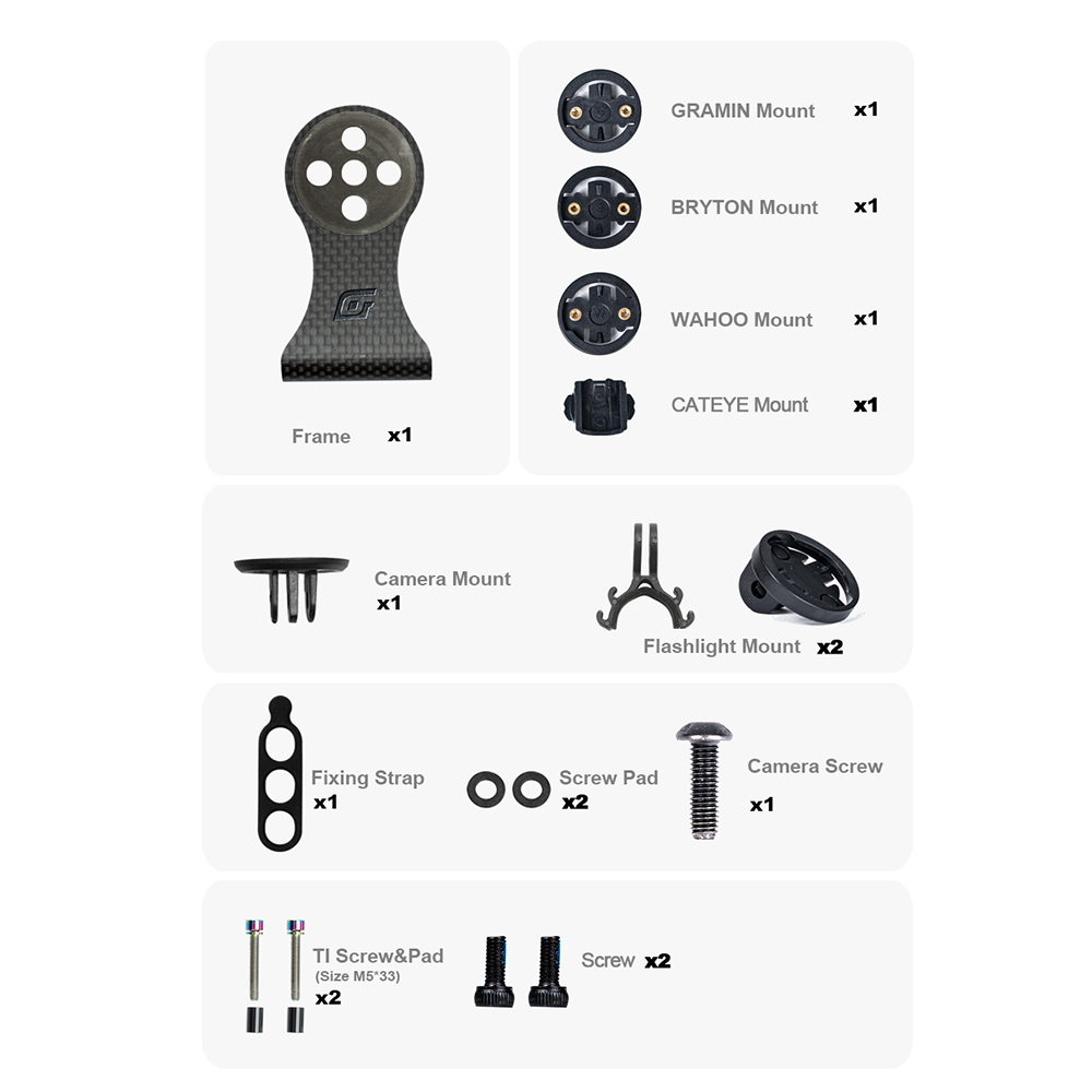 OGEVKIN Fahrradvorbauverlängerung Carbon Computerhalterung Rack für GPS/Fahrradcomputer/Kamera/Licht Fahrradzubehör 3K Schwarz