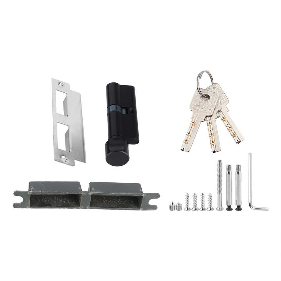 Aluminum Door Handle Lock European Style Bedroom Interior Door Lock set with Keys Screw Home Security Accessories Lock Security