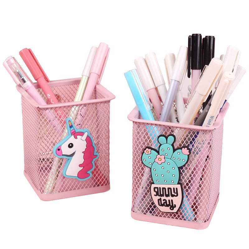 Vase à crayons rose licorne Cactus flamant rose Pot à crayons carré maquillage porte-pinceau papeterie fournitures de bureau