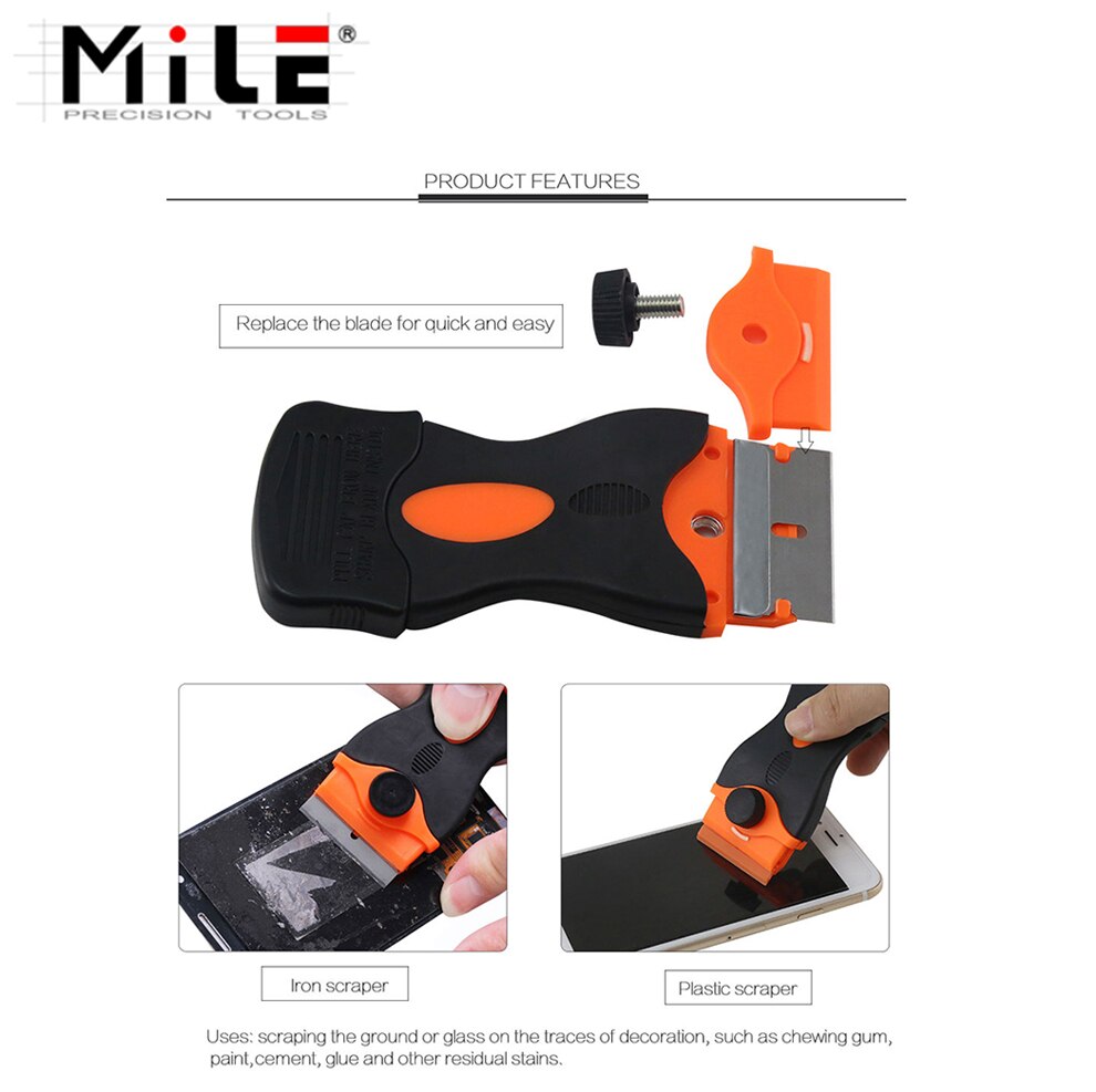 MILE Window Ceramic Glass Oven Razor Scraper 1.5" Blade Plastic Handle Automotive Film Sticker Tool Cleaning Knife 20PCS Blade