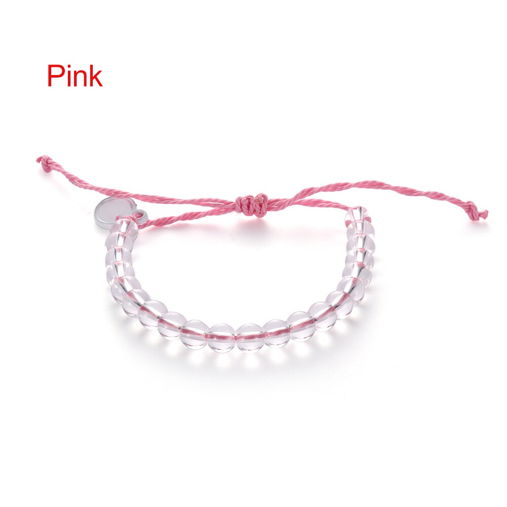 4ocean Handmade Natural Stone Transparent Beads Beaded Bracelet Women Boho Rope/cord Friendship Wristband Bracelet Femme Jewelry: pink