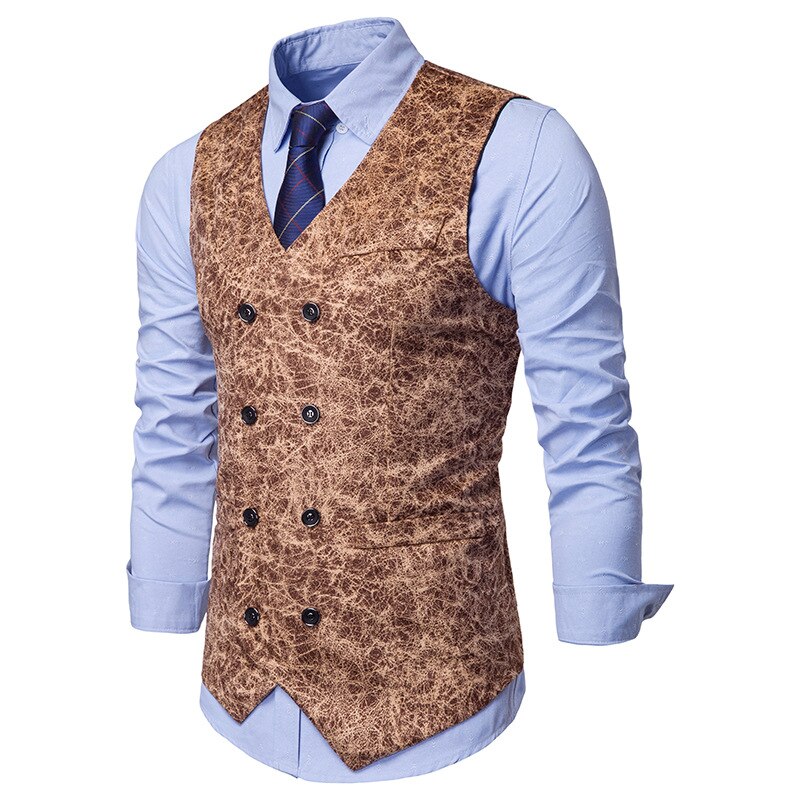 Mens Vest European Version of Leopard Print Lounge Suit Jacket Business Vest Waistcoat Men