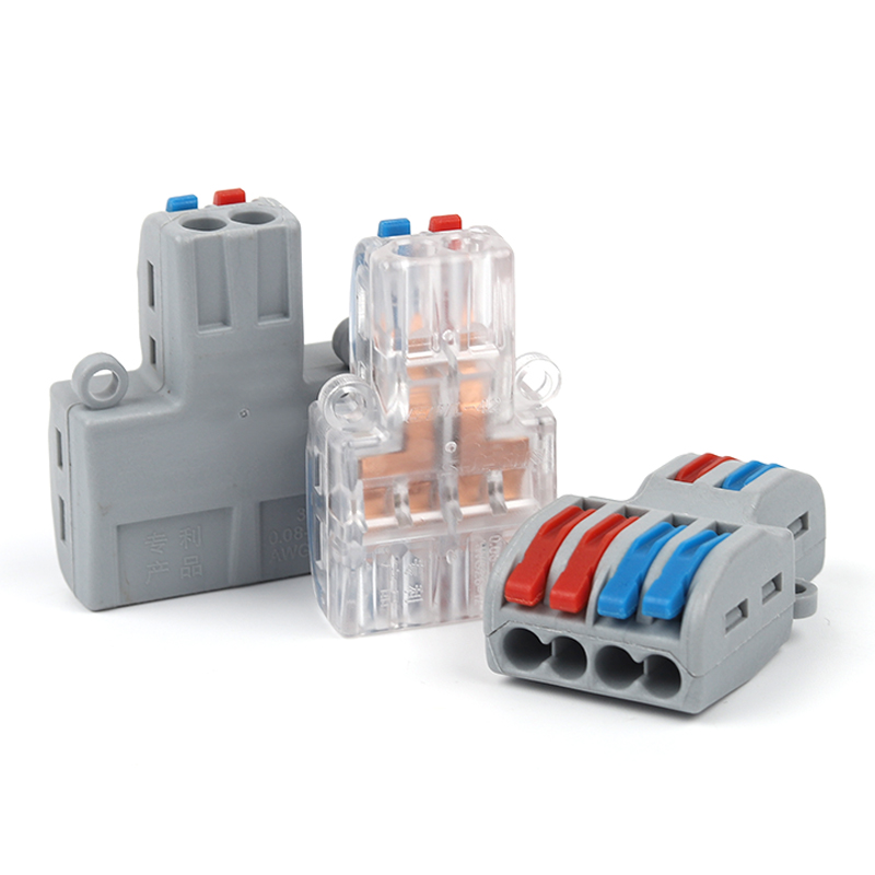 Quick Compact Splitter Electrical Cable Connectors SPL Spring Spliced Conductor Termianl Block plug-in Junction Box AWG 28-12