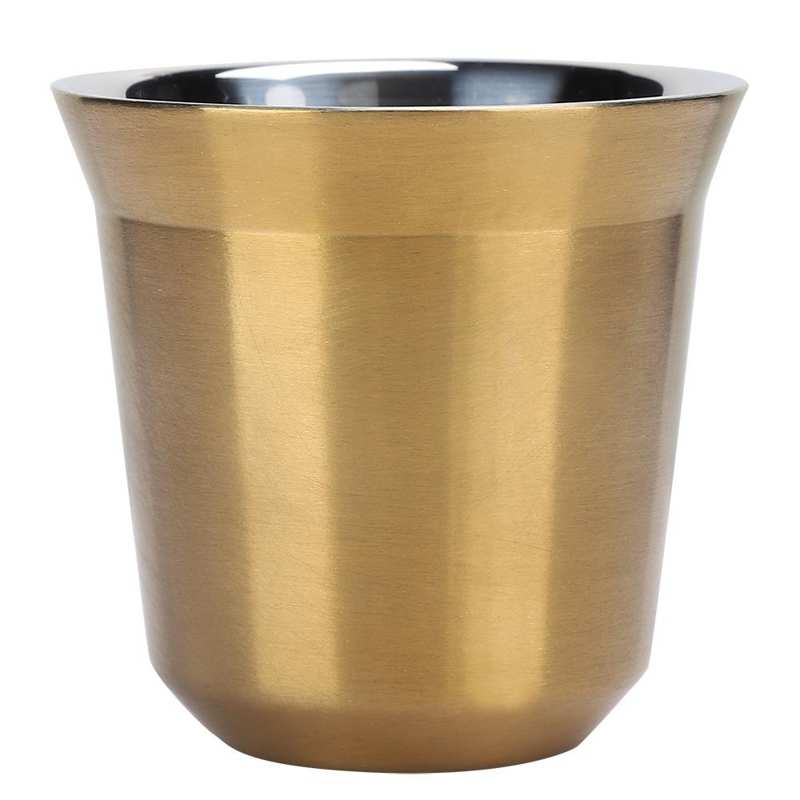Taza de café de acero inoxidable 160 de 80ml/304 ml, taza de doble pared con cápsula aislada, taza de leche para el hogar y la tienda, vasos de Espresso: Titanium 80ml