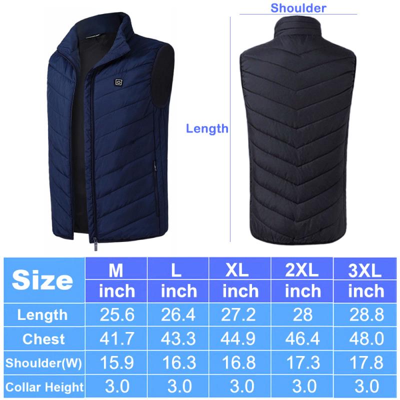 Unisex Electric Heating Pad Battery Heating Sleeveless Vest Winter Heated Outdoor Travel Jacket USB Rechargeable Heating Pad