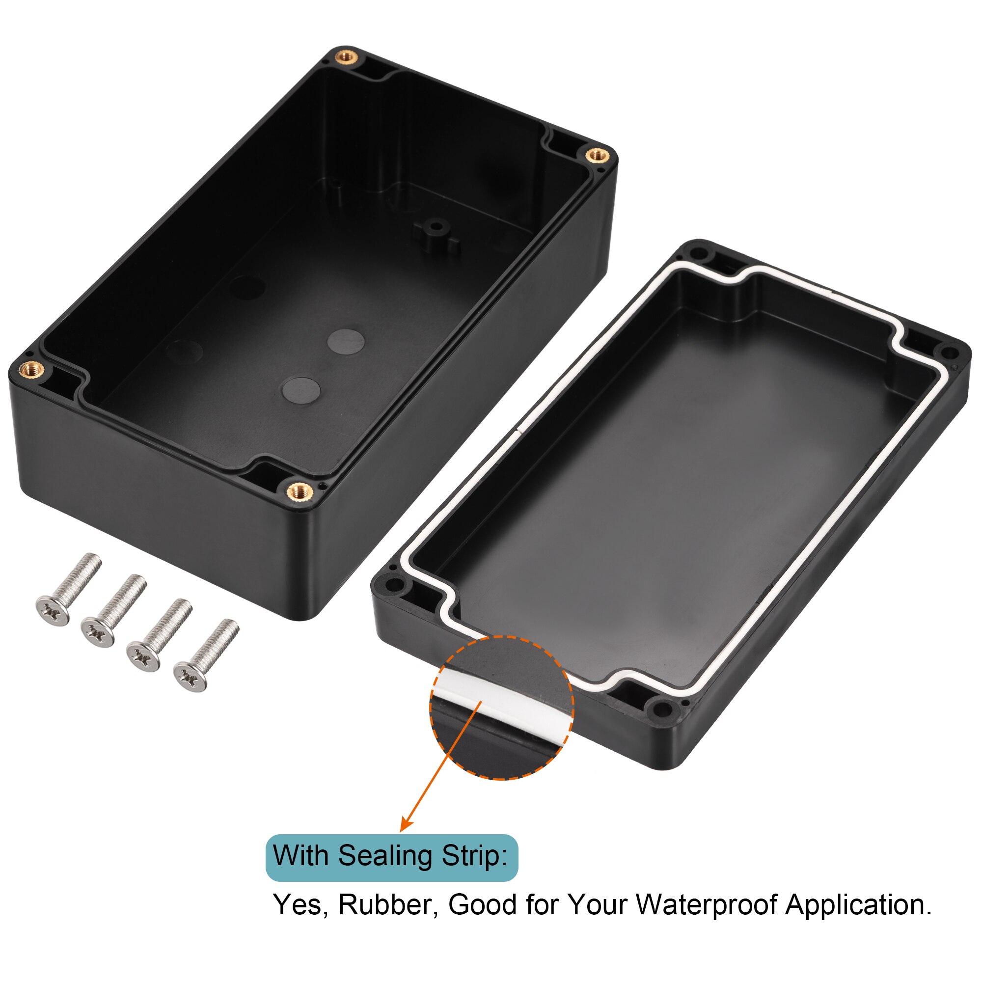 Uxcell Waterproof Junction Box 158x90x60mm ABS for Electrical Project (Black, Pack of 2)