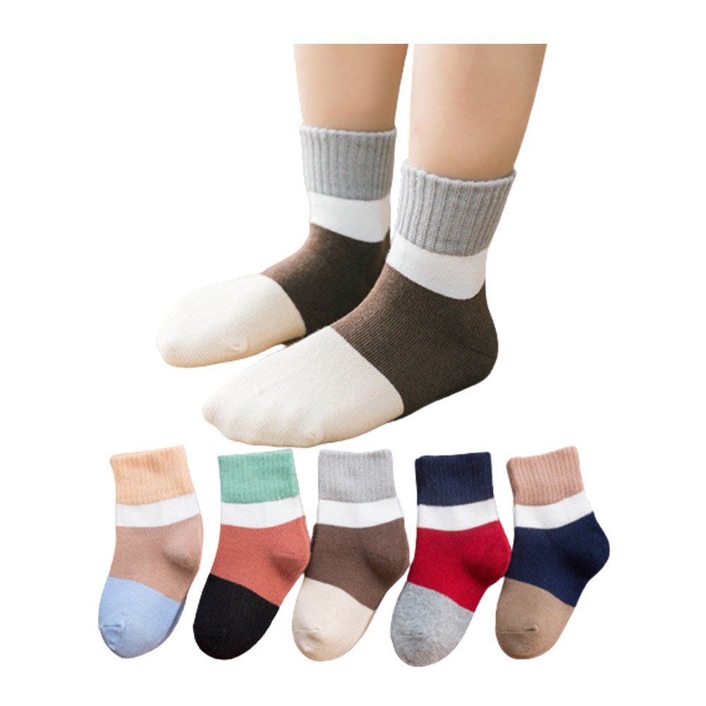 5 Pairs/lot Xxx Boys Girls Stripe Socks Infant Baby Children Teens Sports Short-tube Breathable Cotton Autumn Winter Unisex