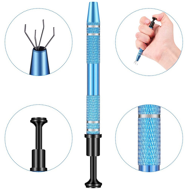 4 Prong Standard Pick-Up Tool,4 Claws Pickup Tool Metal Grabber And 8 Tweezers Set For Craft,Electronics,Laboratory Work