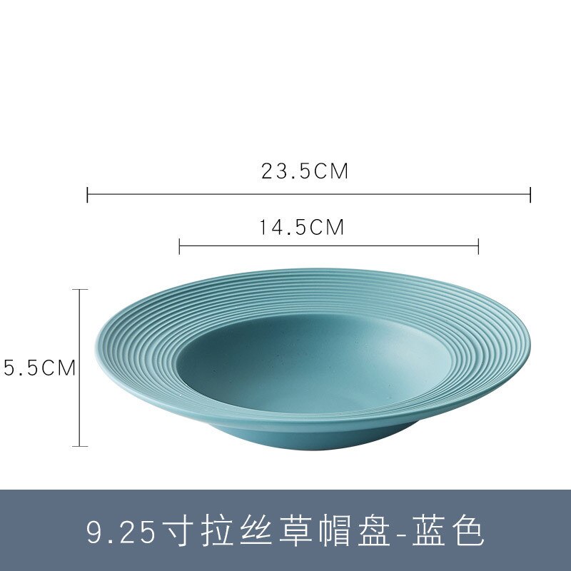 Plato de cerámica para pasta, platos creativos de comida occidental, sombrero de paja para restaurante, red para plato, platos hondos para pasta, vajilla de porcelana: Azul oscuro