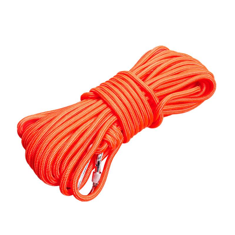 30M Climbing Rope W/ Hooks Outdoor Safety Mountain Rescue Escape Auxiliary Tent Fire Rescue Parachute Rope