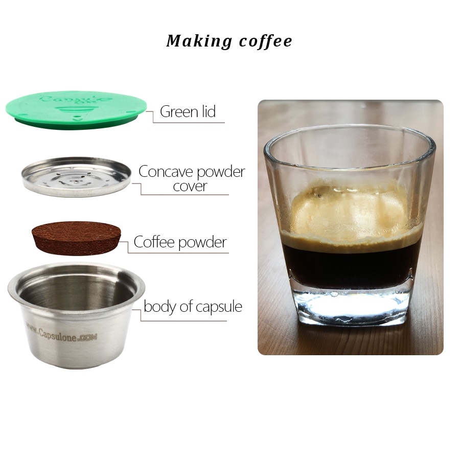 Capsulone/EDELSTAHL Metall kapsel Schote passen für dolce Gusto Maschine Nachfüllbar wiederverwendbar kapsel passen für Piccolo XS lumio