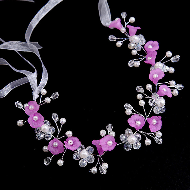 Girls Bridal Headband Imitated Pearl Crowns Girls Bridal Wedding Headband Floral Garland Romantic Flower Headband Girls: Black Gun Plated