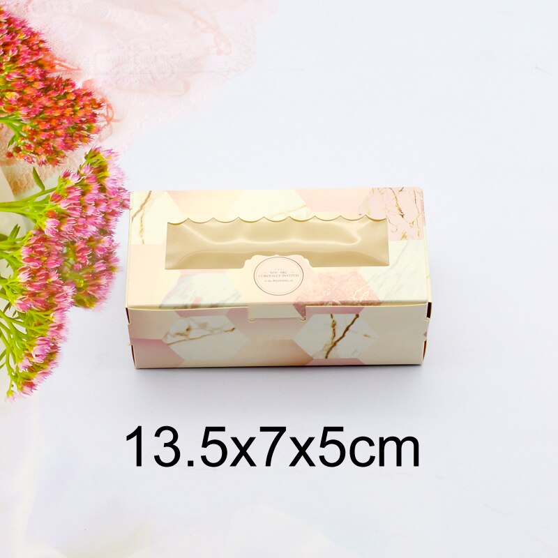 20Stck Papier Kasten Mit Fenster Rosa Marmor Hochzeit Party essen Verpackung Süssigkeit Hochzeit Karton Kuchen Boxen valentinstag Schild: klein