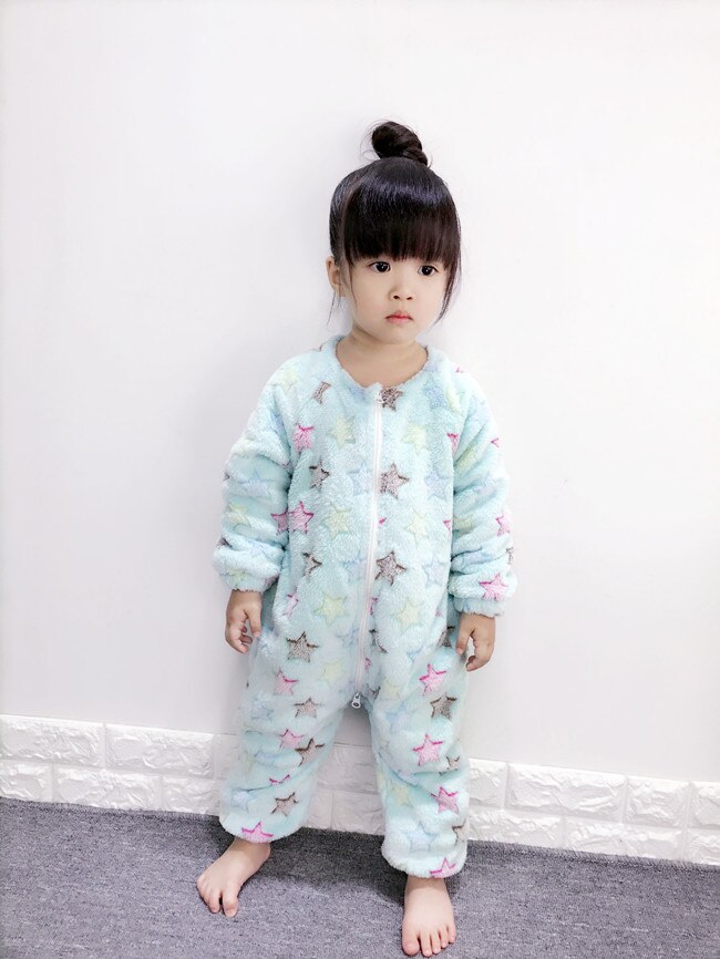Baby pyjamas lägg till ull varm dragkedja sovkläder för flicka pojke spädbarn söt bekväma mjuka nattkläder litet barn hemkläder förhindra kyla: Stil 3 / 2t