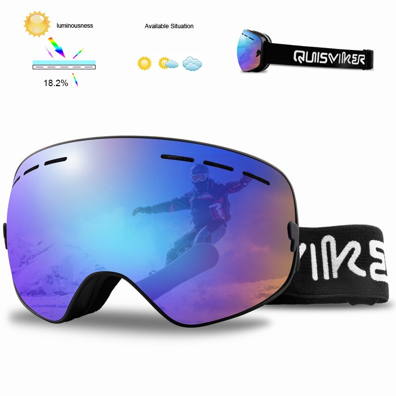 Quisviker dubbellaags anti-condens skibrillen sneeuw snowboardbrillen skibrillen sneeuwscooterbrillen skimaskers: Sq12