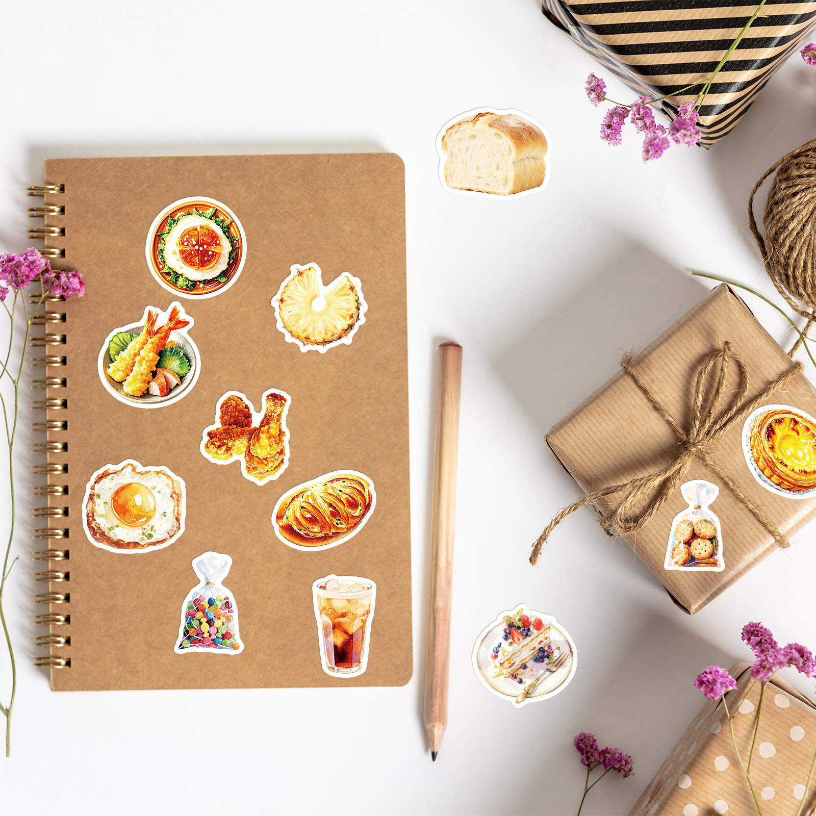 56PCS INS Style Food Stickers Cake Bread Dessert Grraffiti Gourmet Food DIY Kids Toys Decals Laptop Guitar Car Bike Decoration