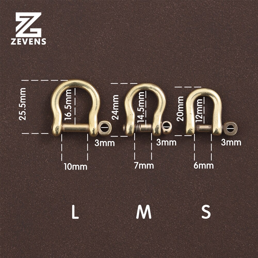 ZEVENS Solid Brass Bow Shackle D-ring Chain Hook Fob Key Joint Connect D-Ring Screw Pin Rigging Leather Craft Hardware