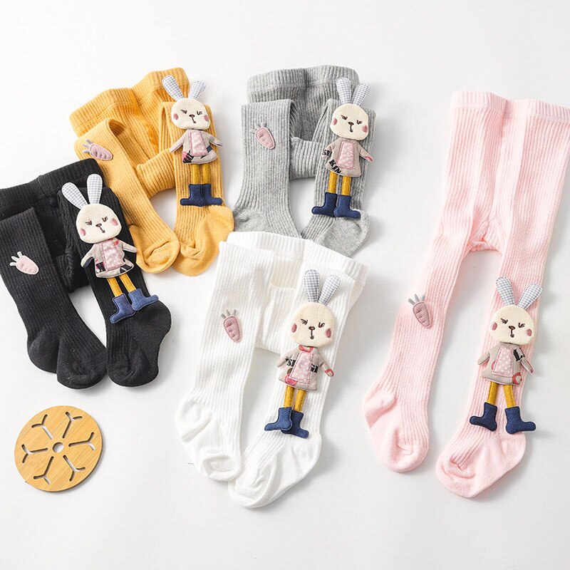 Cartoon Konijn Wortel Baby Panty Zachte Katoen Winter Warm Pasgeboren Panty Voor Meisjes Elastische Effen Kleur Kids Zuigeling Panty