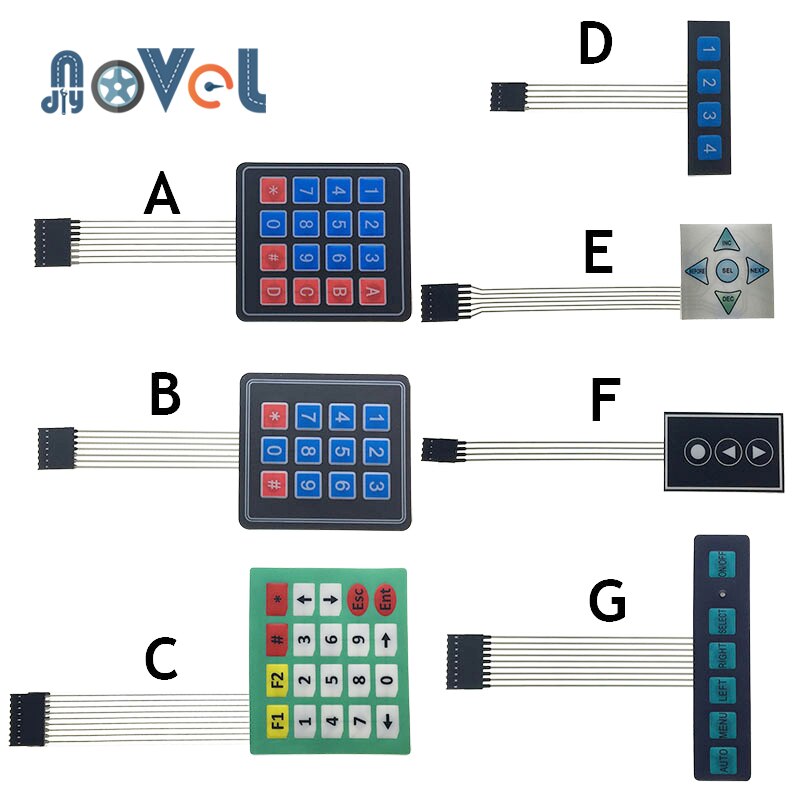 1 2 3 4 12 16 20 przycisk klucza przełącznik membranowy 1x4 3x4 4x4 4x5 klawiszy macierzy macierzy klawiatura panelu sterowania DIY zestaw do Arduino