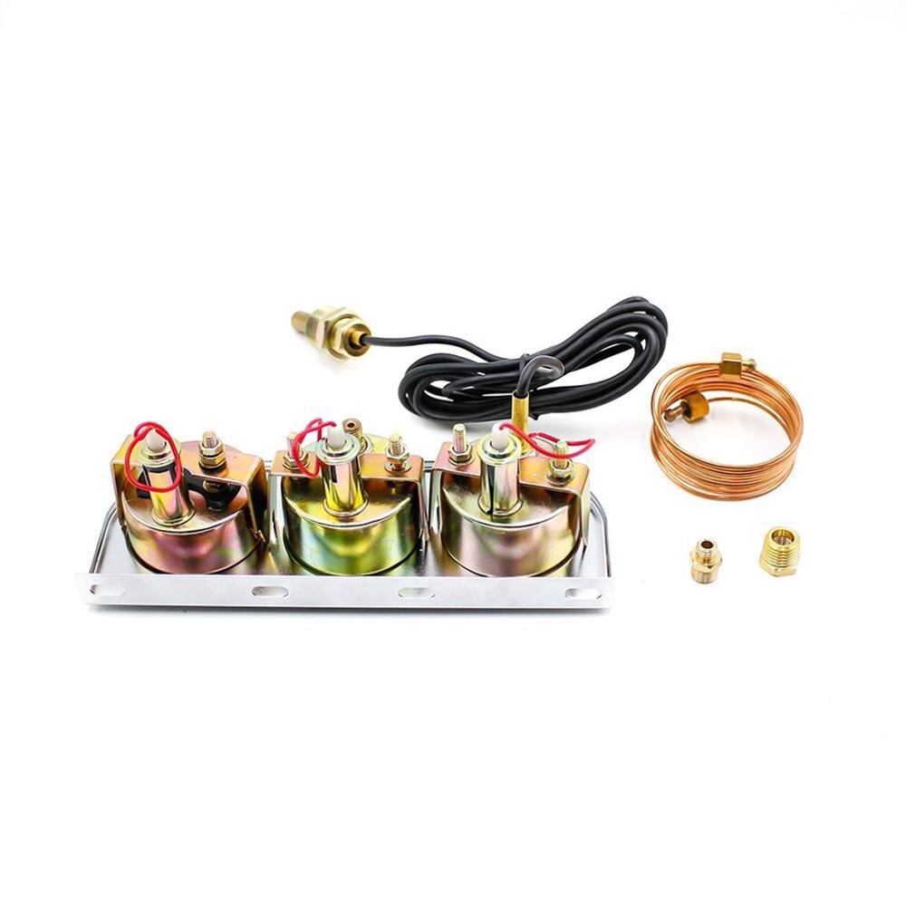Triple Gauge Kit Olie Druk Water Temp Gauge Chrome 2 "52Mm 3 In 1 Amp Meter Universa Auto meter Accessoires