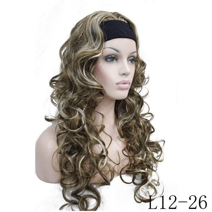 StrongBeauty, cabello rizado largo para mujer, 3/4 pelucas, peluca con diadema para mujer negra/rubia, 7 colores: L12-26