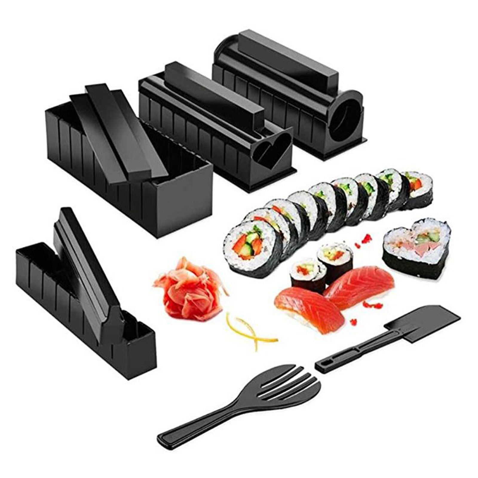 11 Stuks Sushi Maken Kit Voor Beginners, Plastic Sushi Maker Tool Huishouden,
