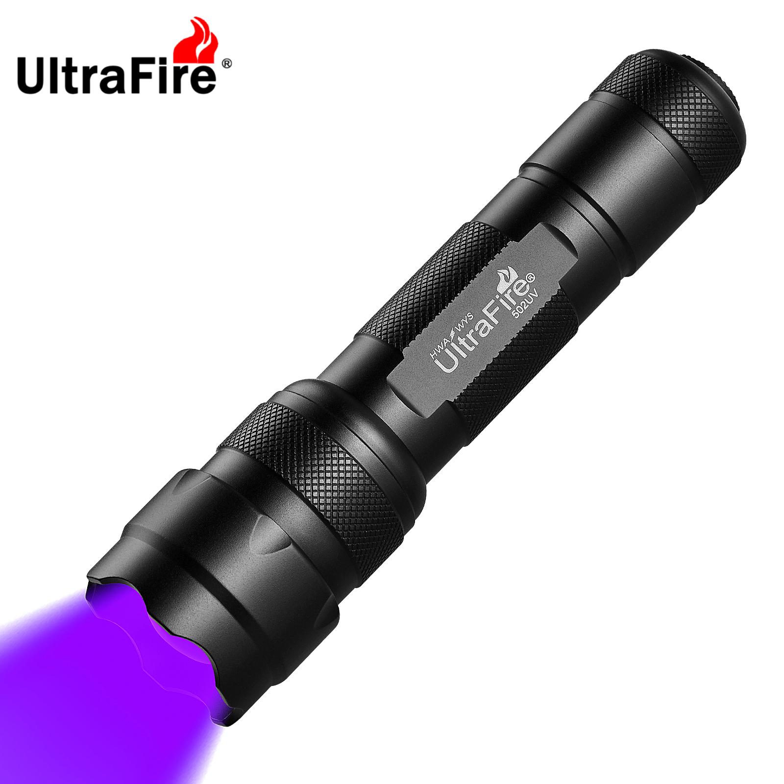 UltraFire 502UV 395-405nm UV Latarka Zoomable Czarne światło 18650 Akumulatorowa latarka ultrafioletowa do wykrywania/zwierząt/moczu/plam