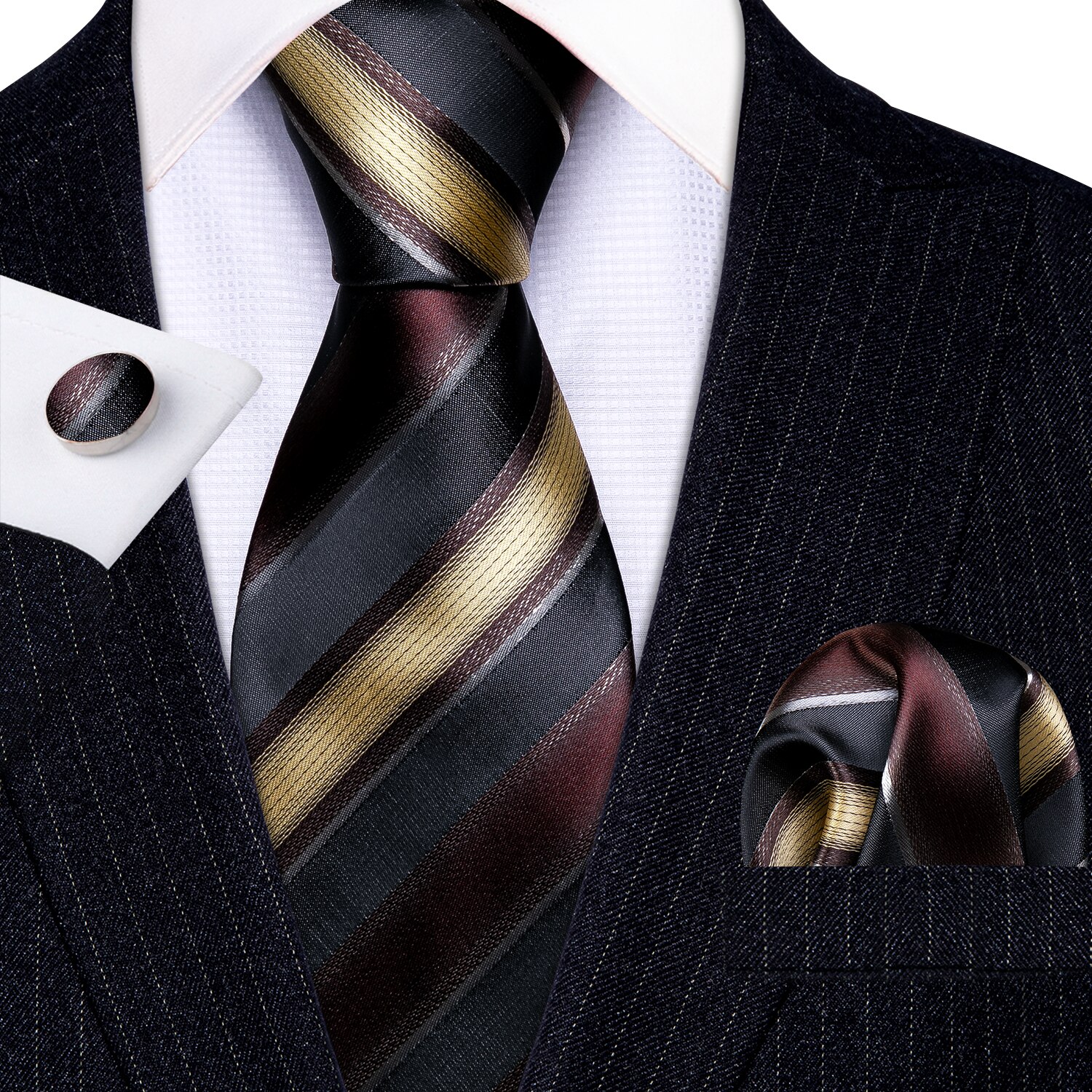 Cravate 100% soie pour hommes, Plaid rouge, Jacquard tissé, ensemble de boutons de manchette, cravate de cou, fête d&#39;affaires